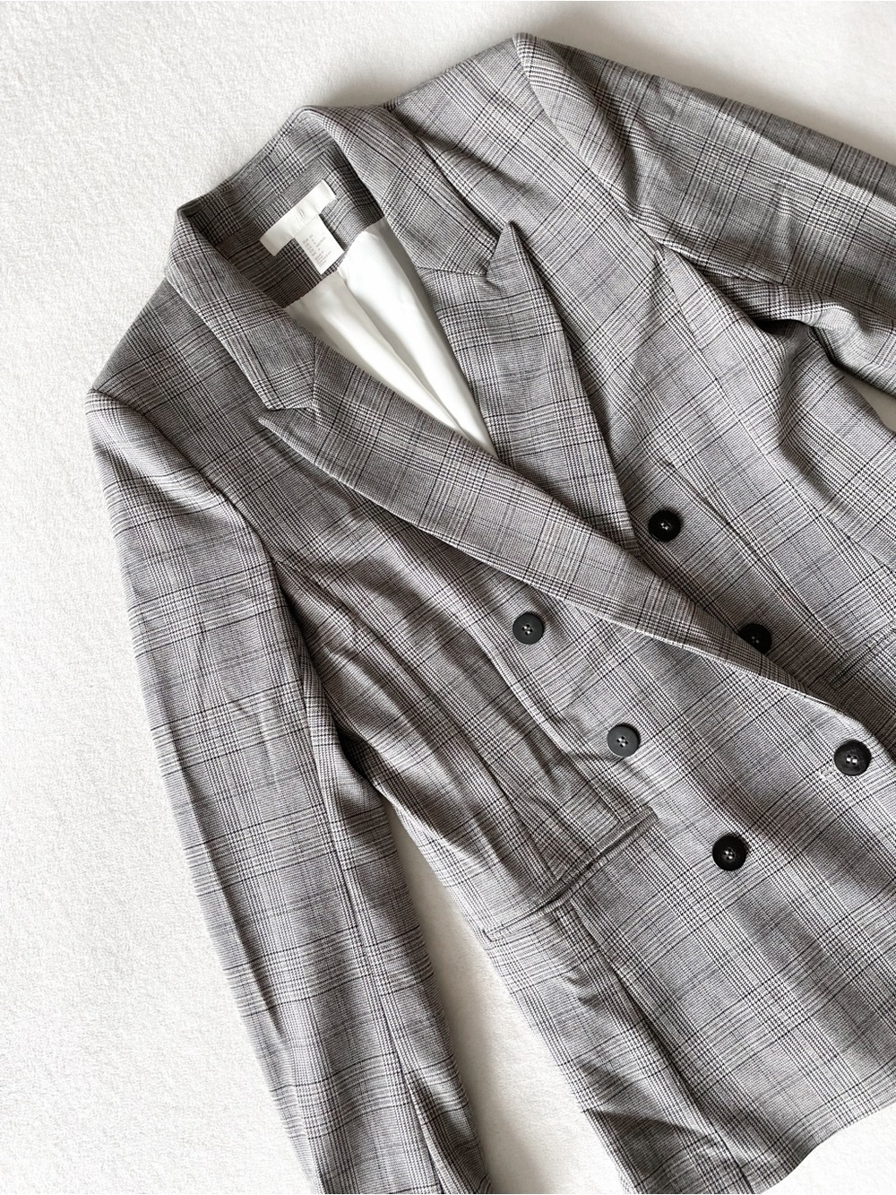 Classic Plaid Double-Breasted Blazer